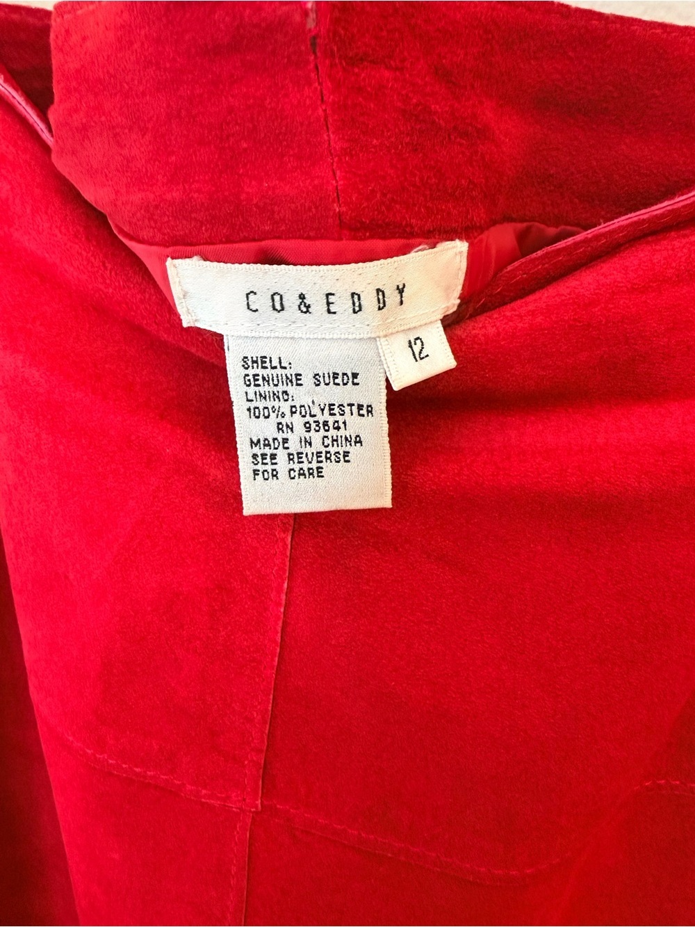 Co & Eddy Red Suede Midi Skirt